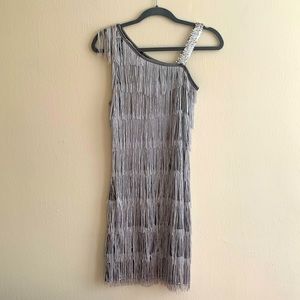 1920s Costumes USA Dress in Grey/Silver - Gatsby Style - Size S